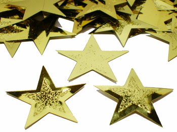 Gold Star Confetti, Embossed Gold Metallic Star Confetti